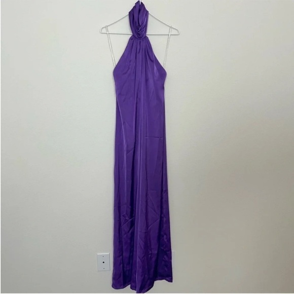 Katie May Robbie Satin Halter Jumpsuit Purple NWT - Picture 4 of 9